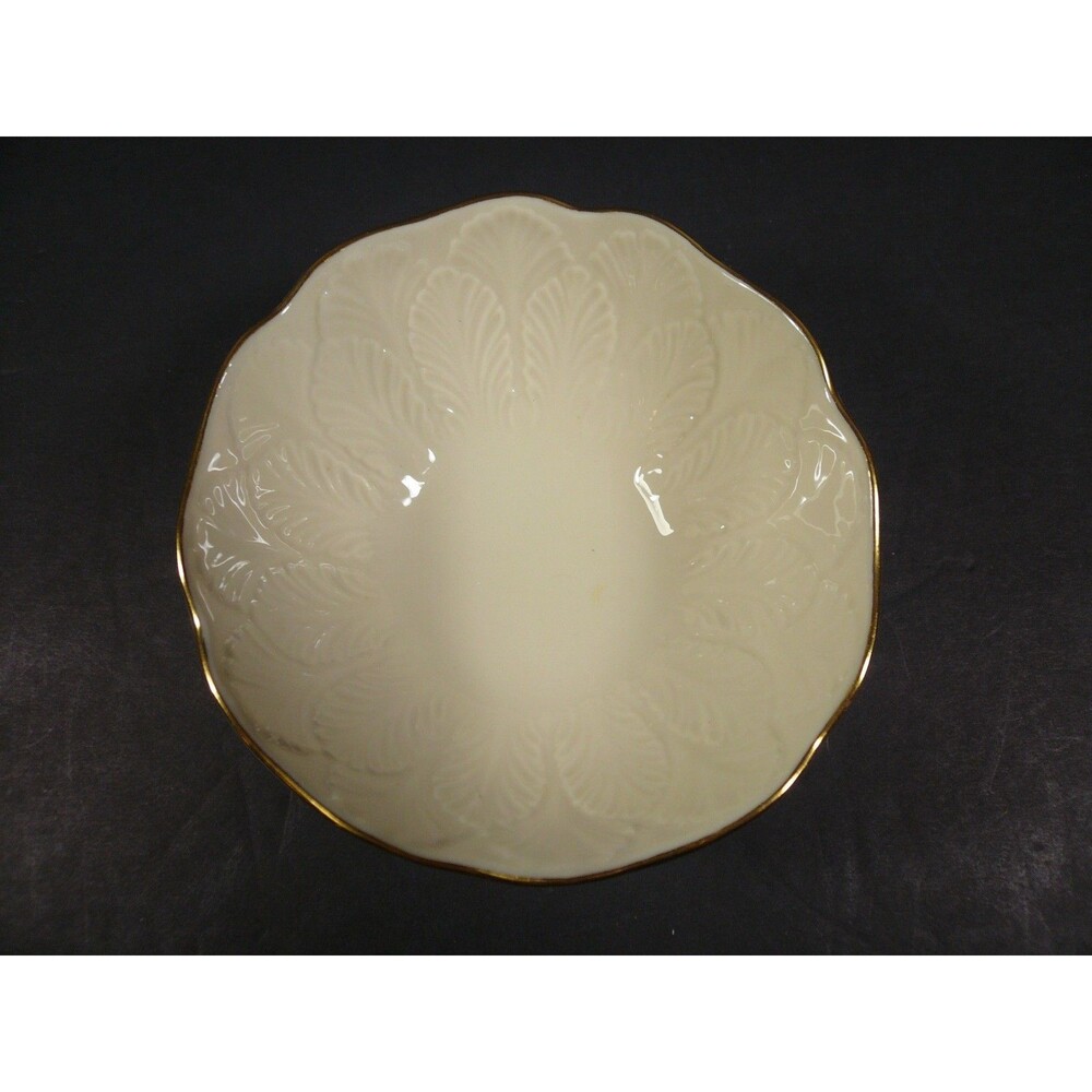 Small Lenox Beautiful Ivory Color Bowl Gold Rim Leaf Design 4 1/2"
